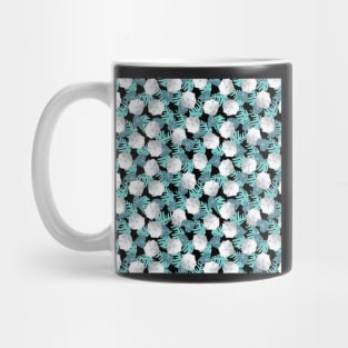 Moonflowers - turquoise on black Mug